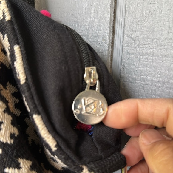 America and Beyond Butterfly Embroidered Black and Pink Tote Bag - Picture 6 of 11